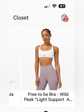 *RARE NWOT Lululemon Free to be Bra *Wild Peak - White (US 10)
